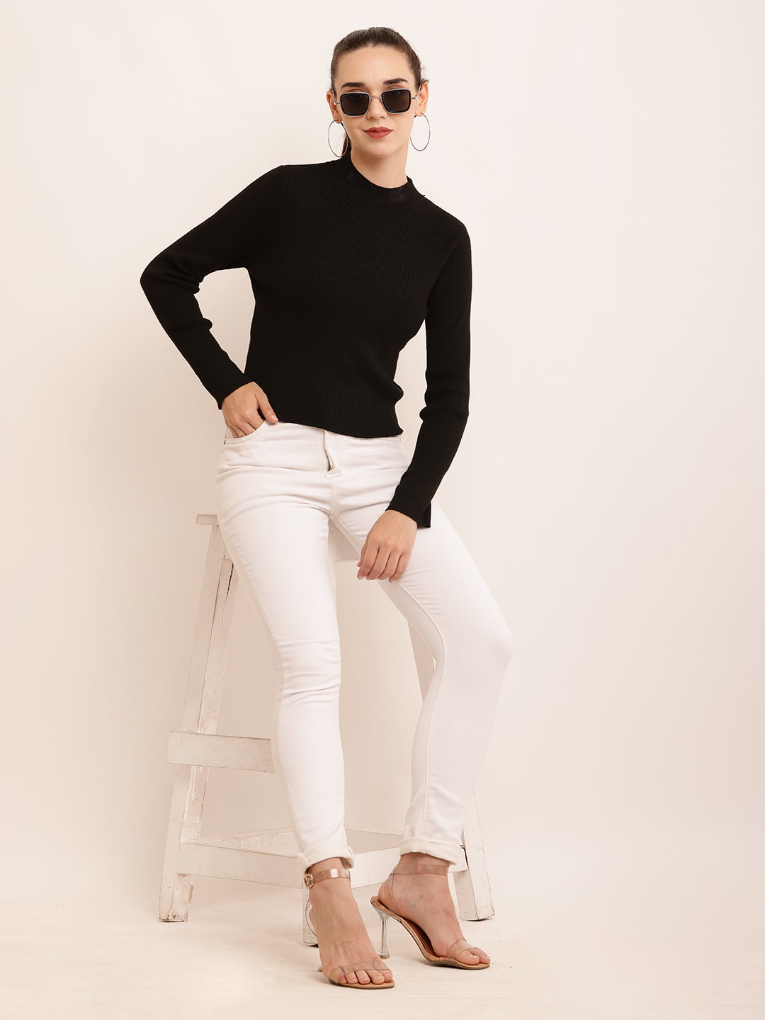 Women Slim Fit Grey Top