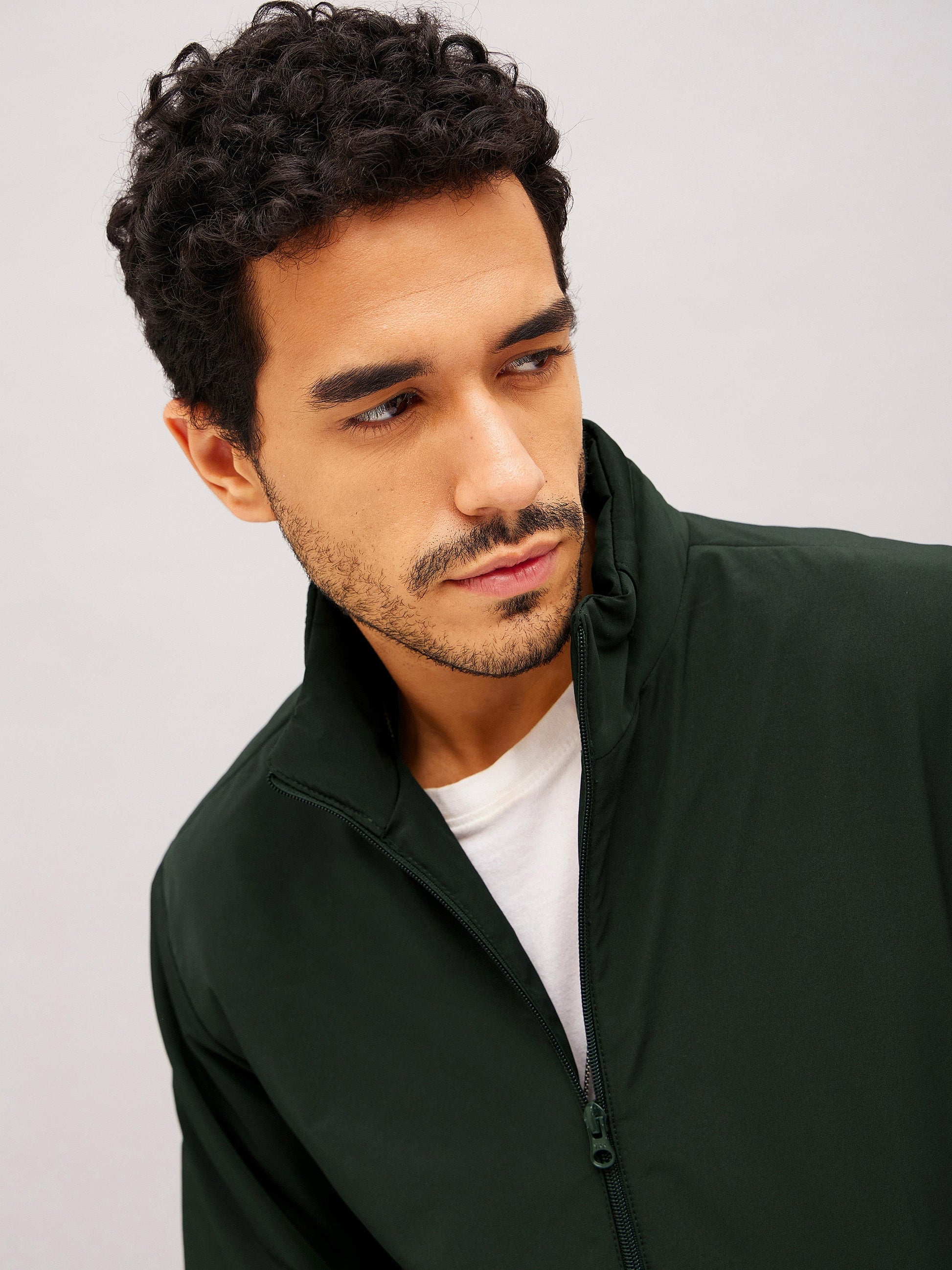 Olive Full Sleeve Biker Jacket-MASCLN SASSAFRAS