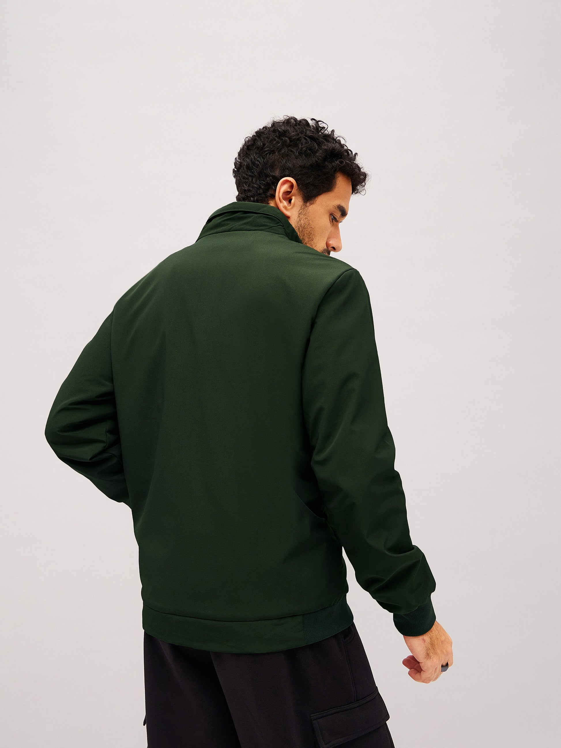 Olive Full Sleeve Biker Jacket-MASCLN SASSAFRAS