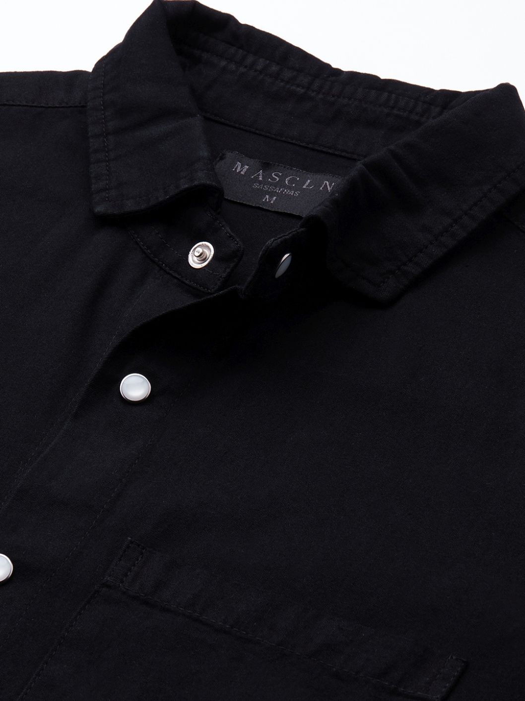 Men Black Tencel Elbow Patch Shirt