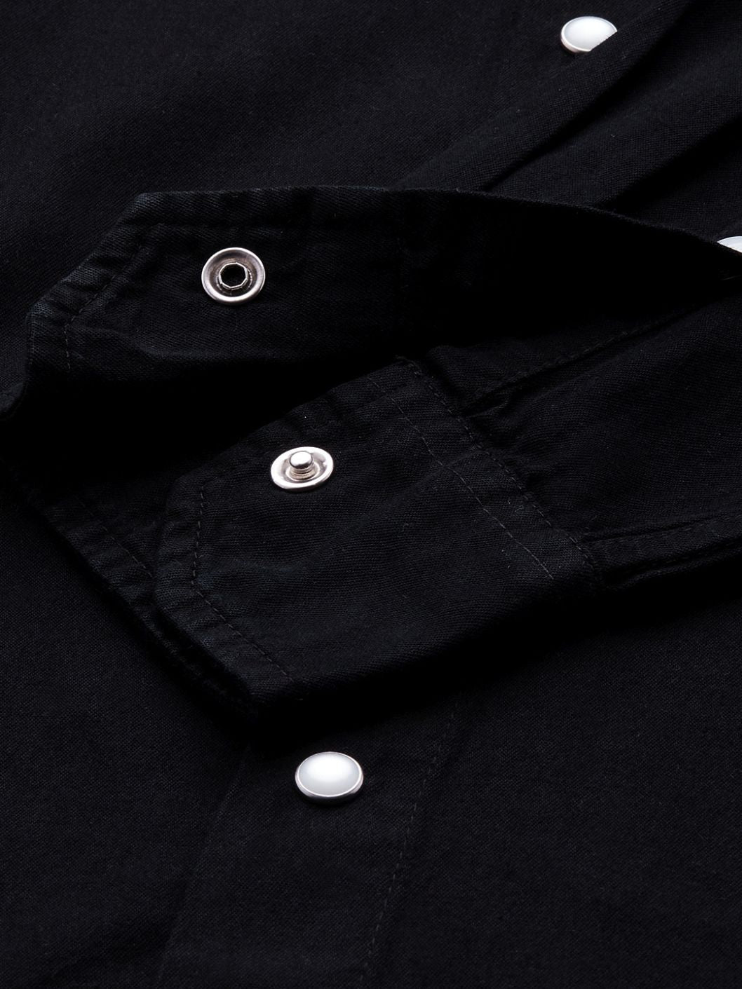 Men Black Tencel Elbow Patch Shirt