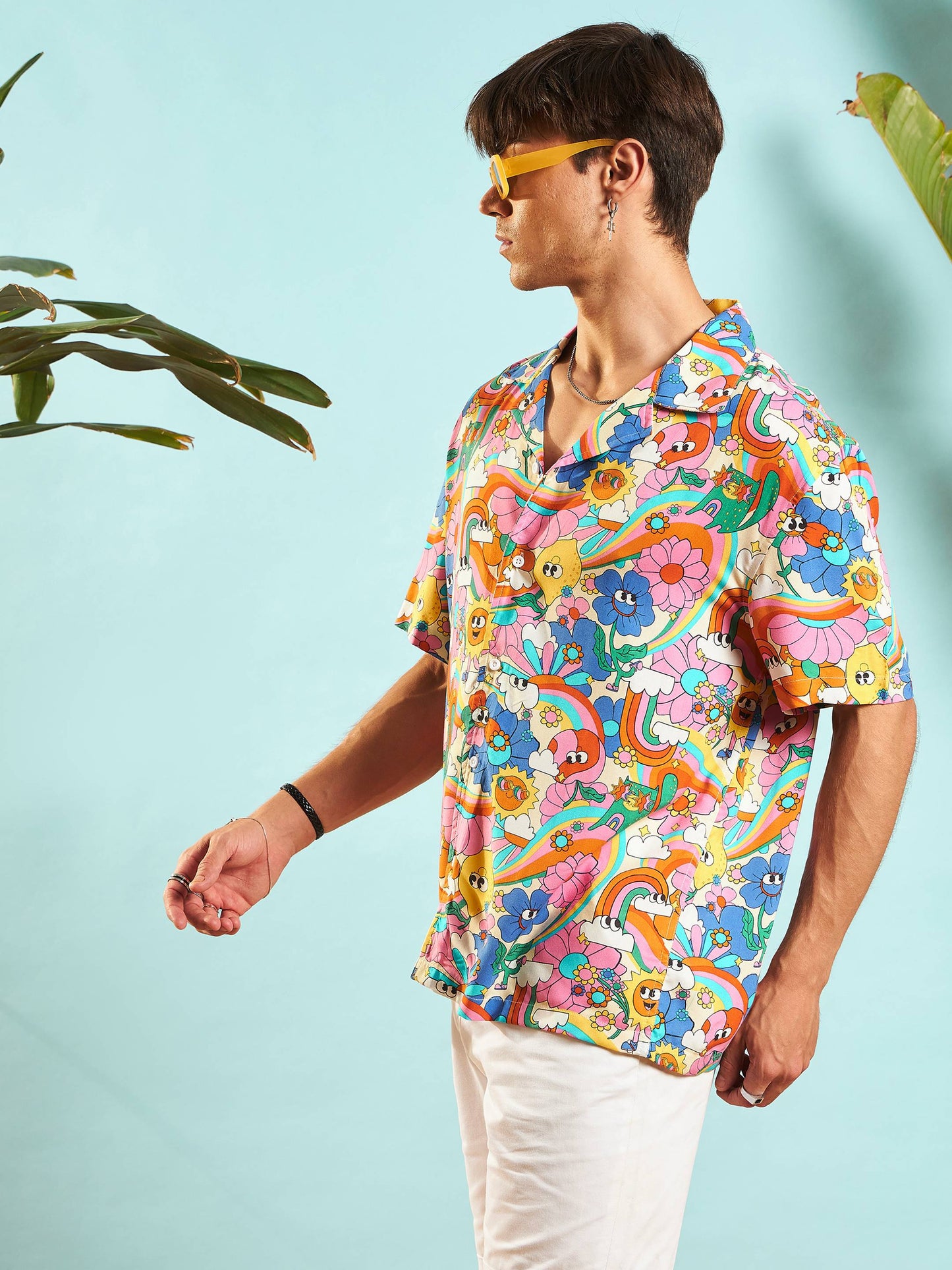 Men Pink Multi Color Floral Relax Fit Shirt