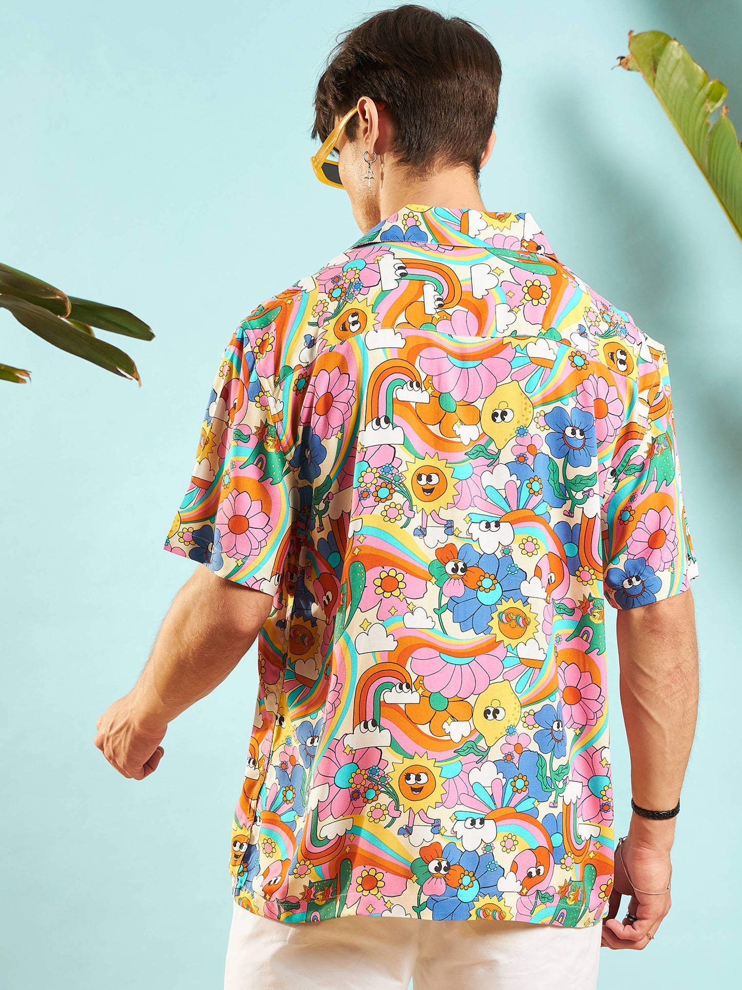 Men Pink Multi Color Floral Relax Fit Shirt