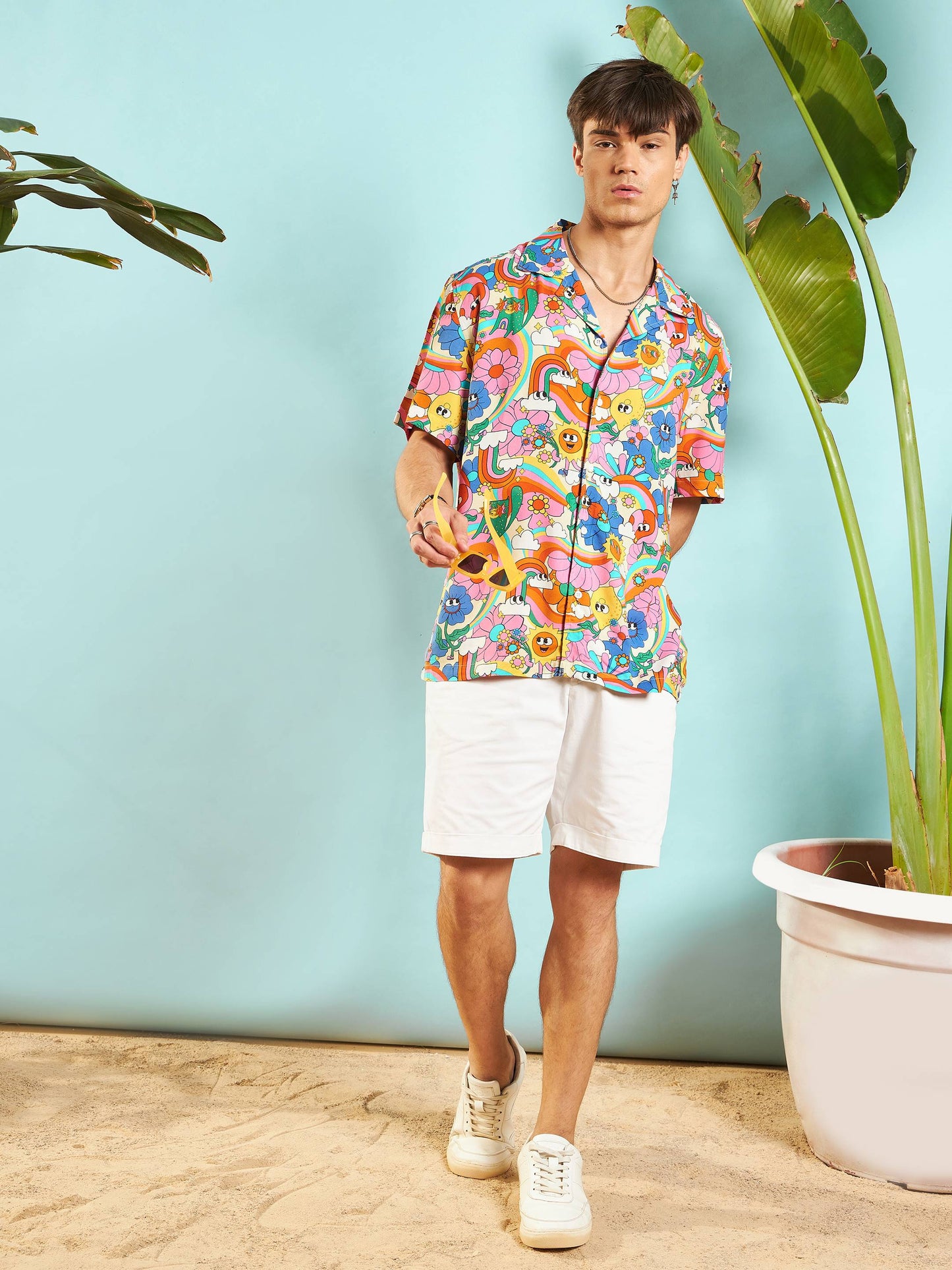 Men Pink Multi Color Floral Relax Fit Shirt