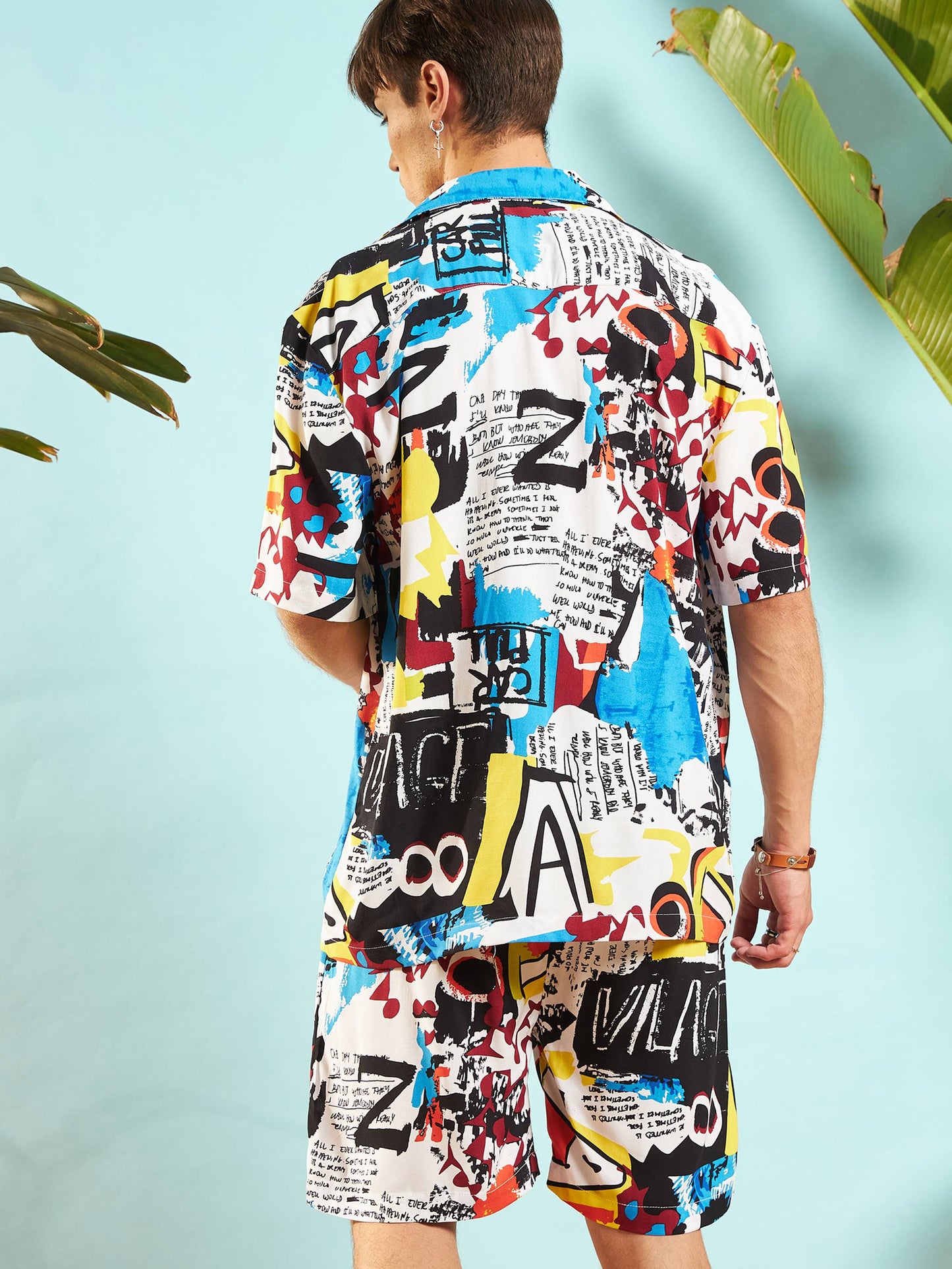 Men White Multi Color Abstract Print Relax Fit Shirt
