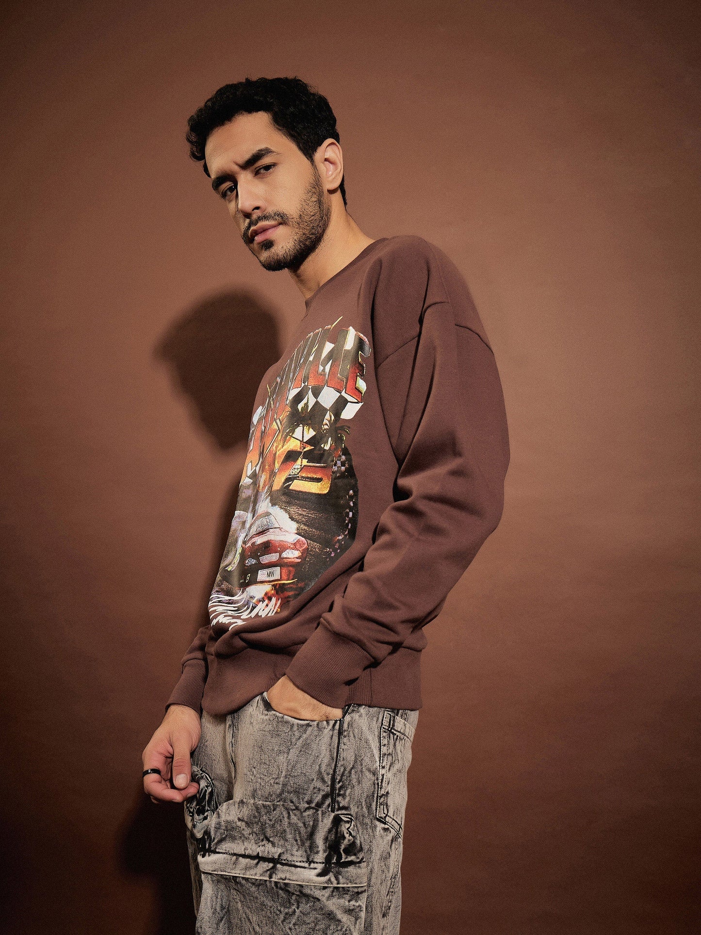 Brown NASHVILLE Oversized Sweatshirt-MASCLN SASSAFRAS