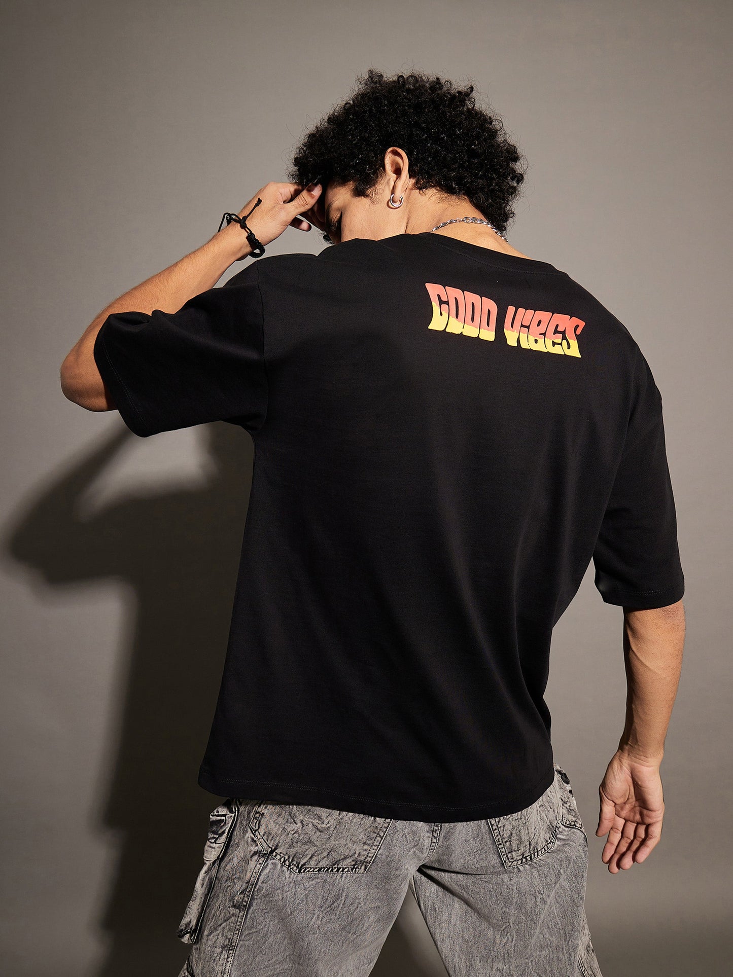 Unisex Black Good Vibes Oversized T-Shirt