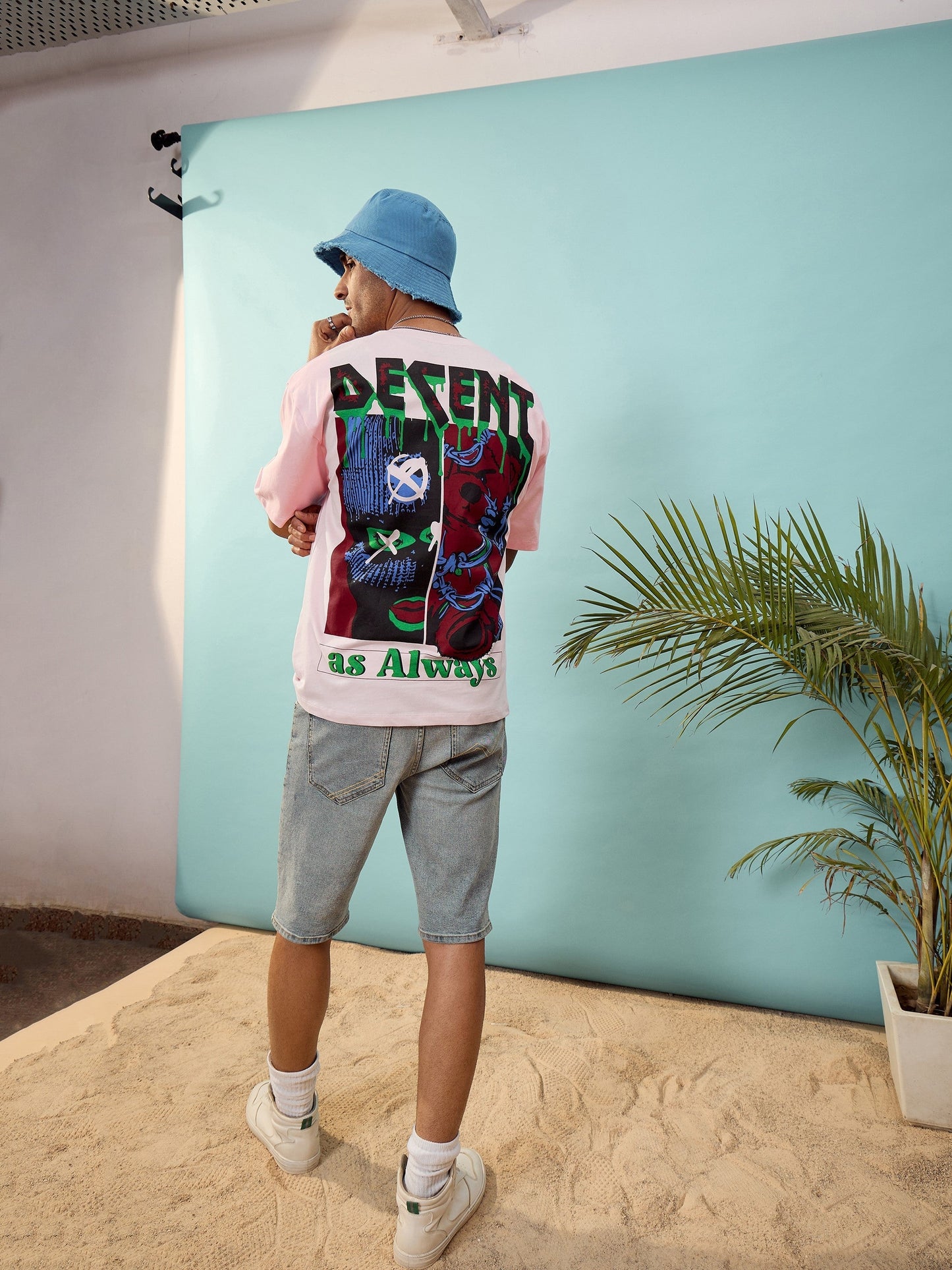 Unisex Pink Decent Oversize T-Shirt