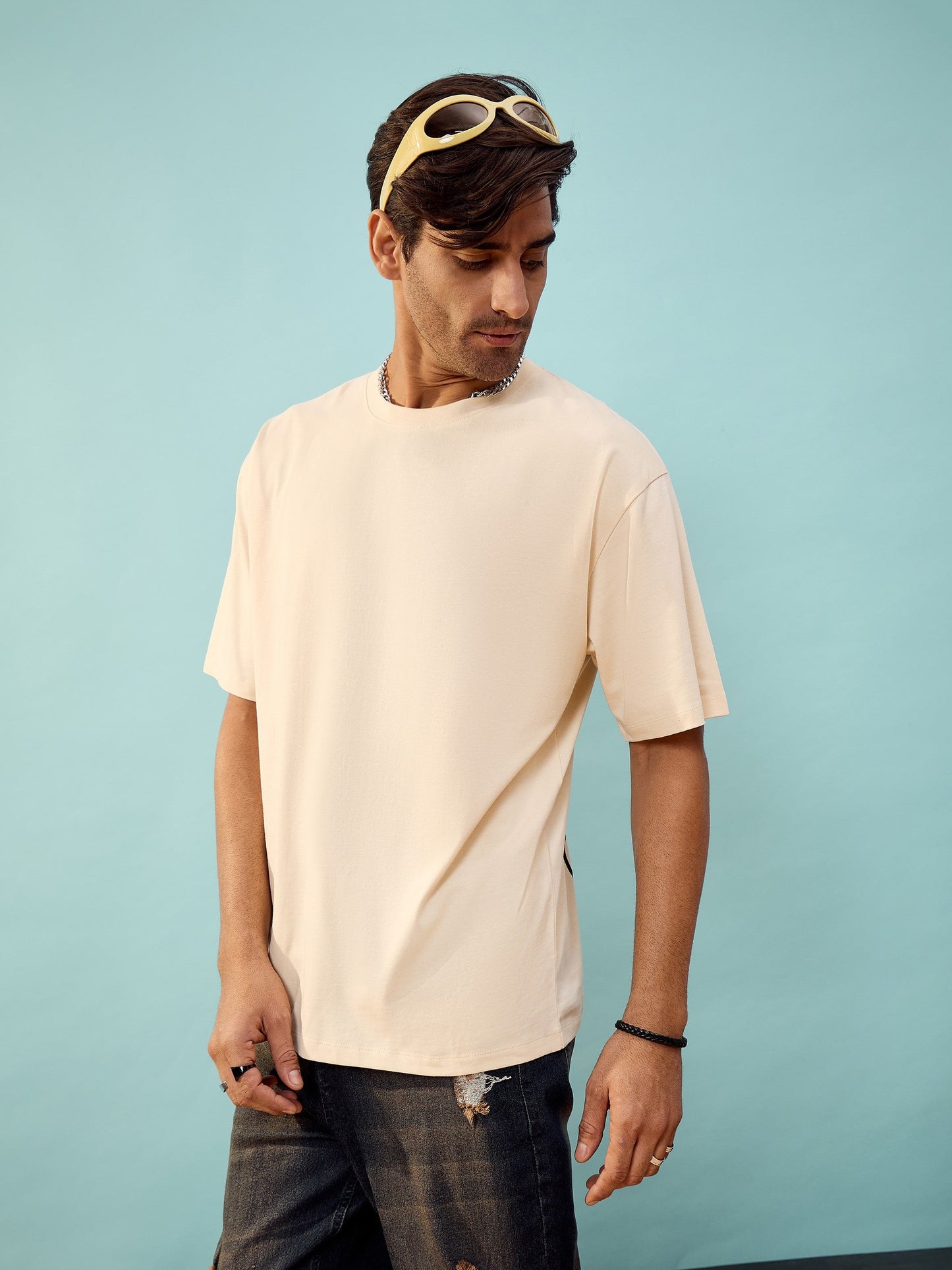 Unisex Beige Nyc Oversize T-Shirt