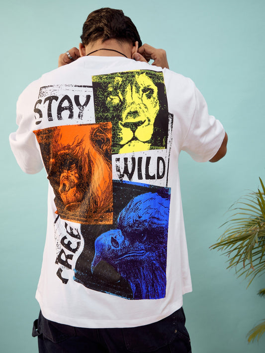 Unisex White Stay Wild Oversize T-Shirt