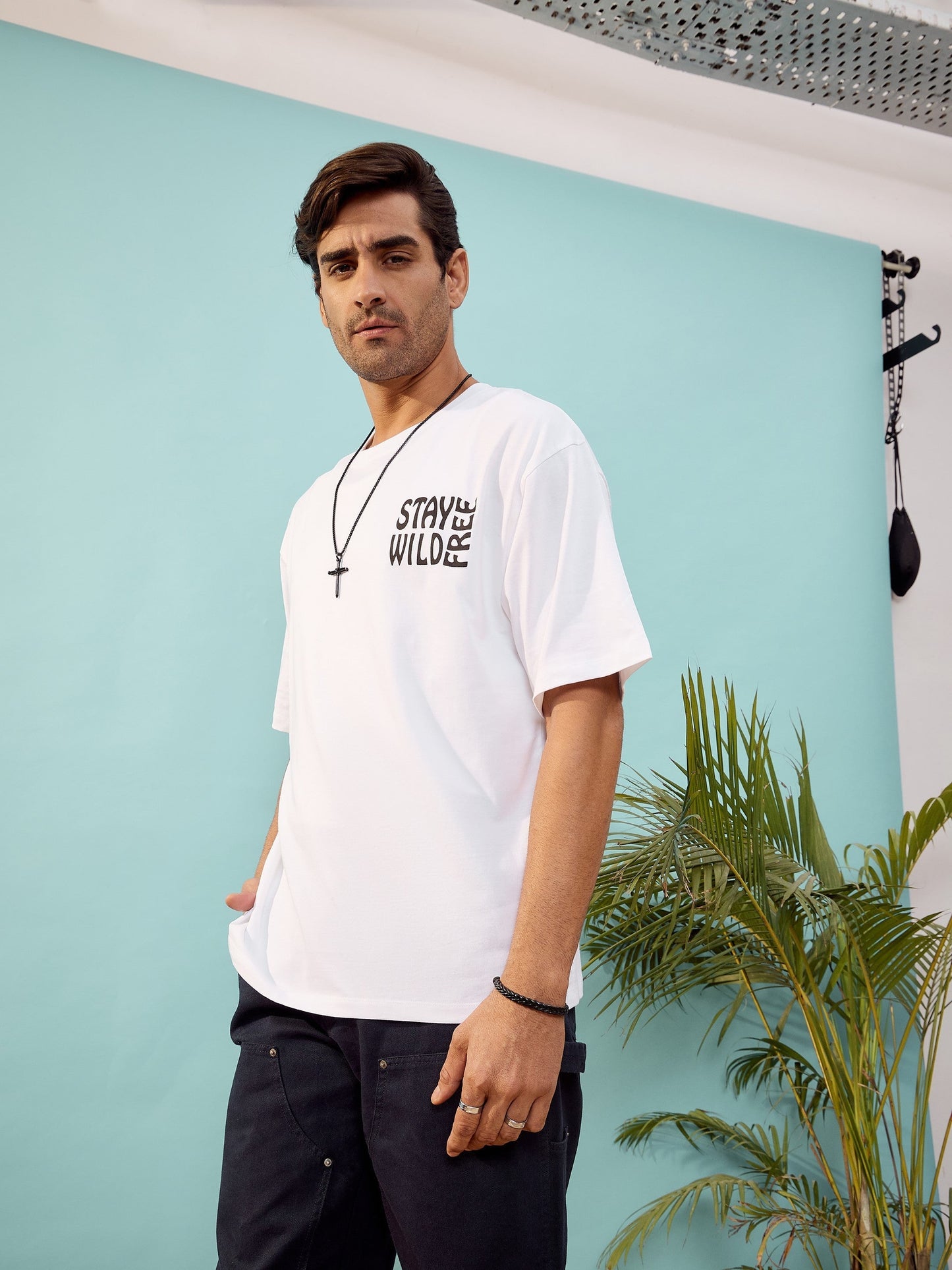 Unisex White Stay Wild Oversize T-Shirt