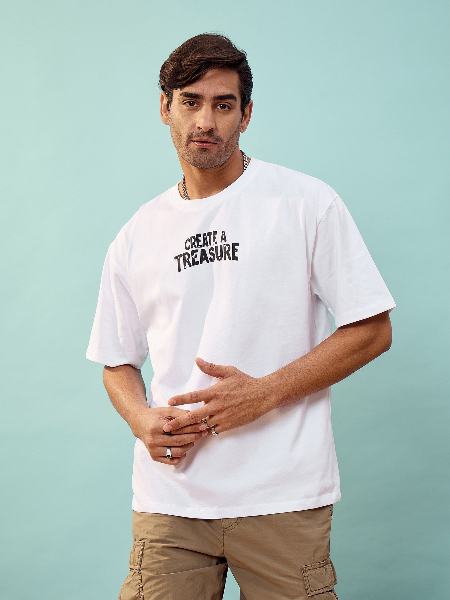 Unisex White Treasure Oversize T-Shirt