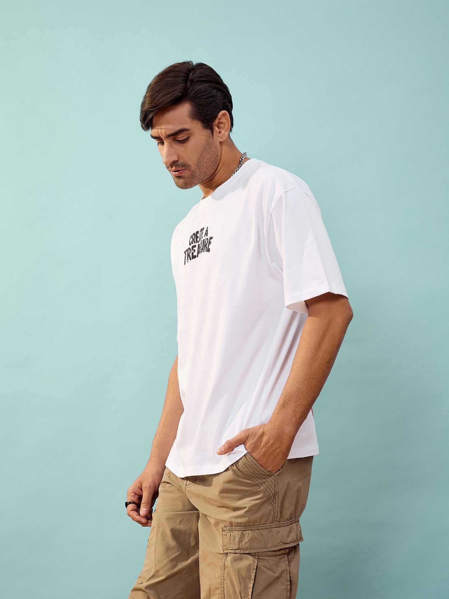Unisex White Treasure Oversize T-Shirt