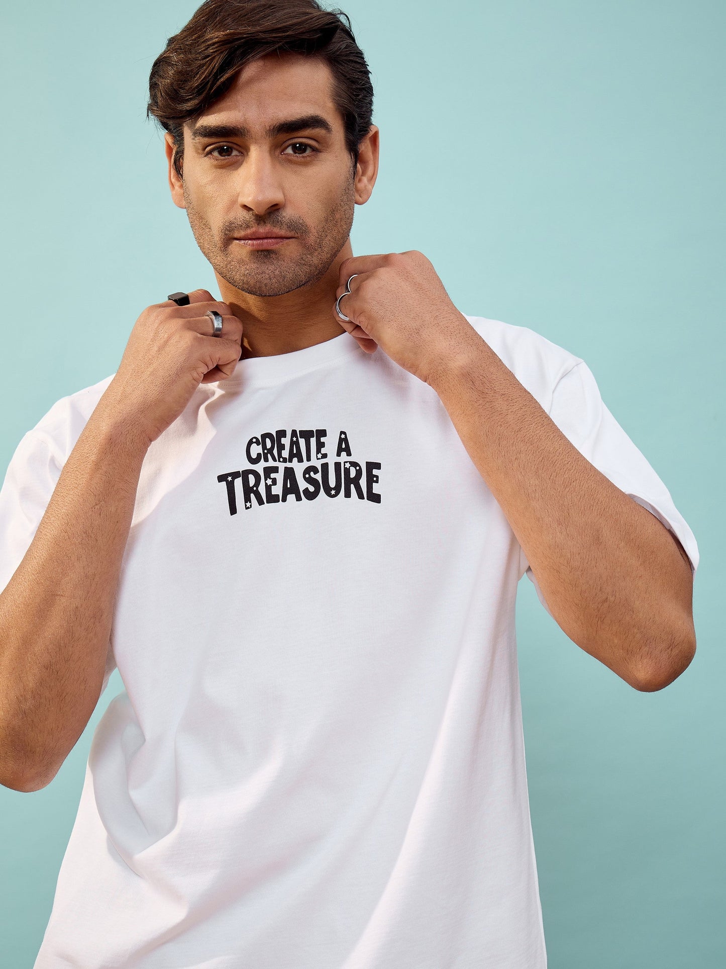 Unisex White Treasure Oversize T-Shirt