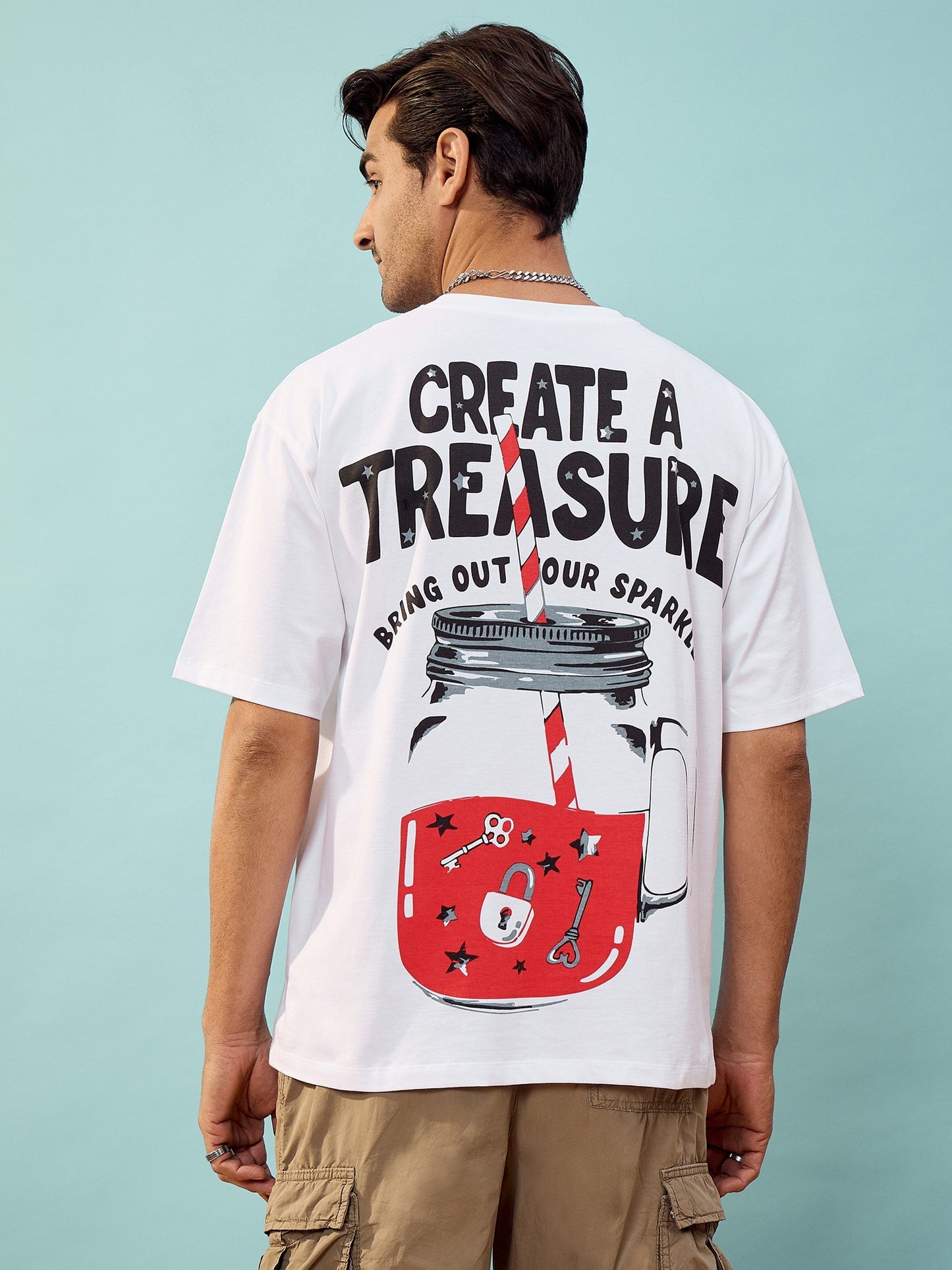 Unisex White Treasure Oversize T-Shirt