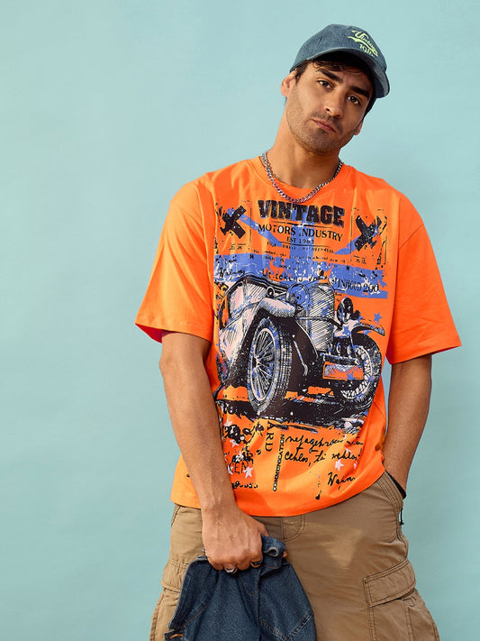 Unisex Orange Vintage Oversize T-Shirt