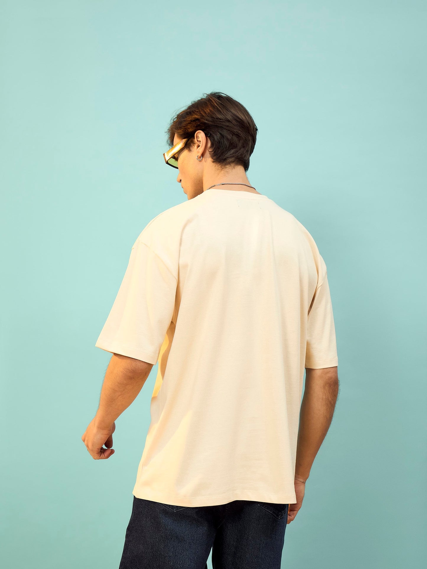 Unisex Beige Caught My Mind Oversize T-Shirt