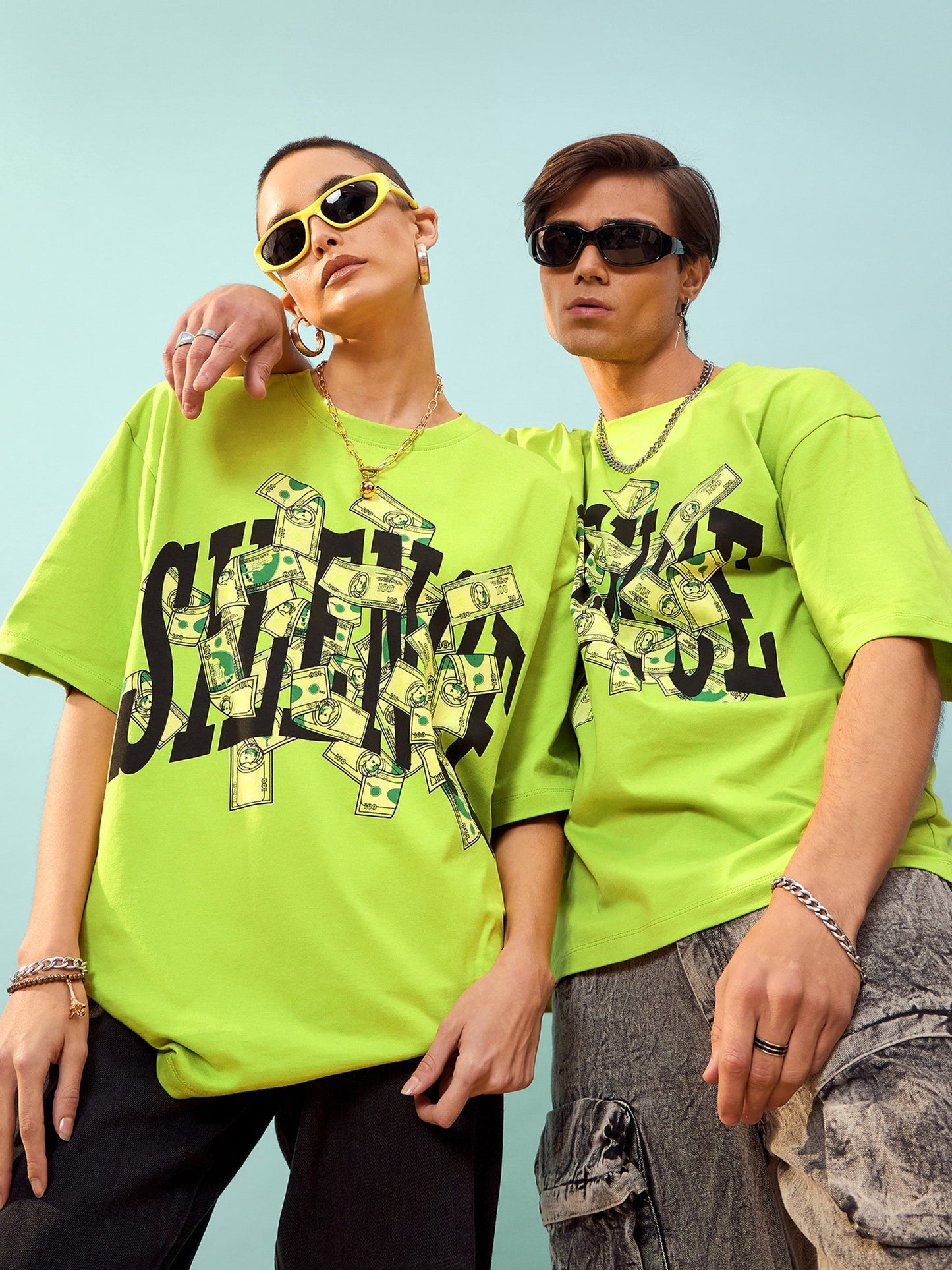Unisex Green Silence Oversize T-Shirt