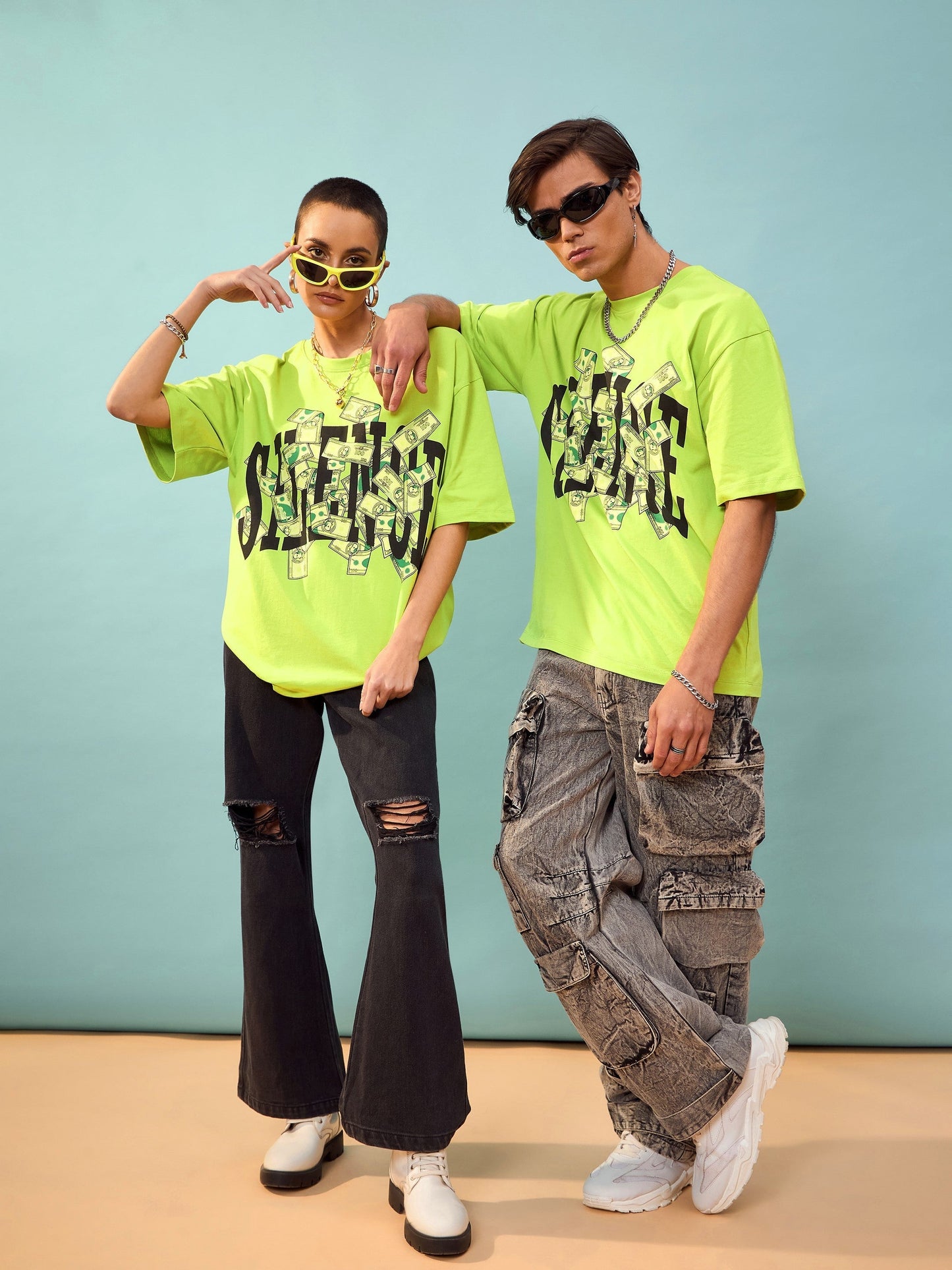 Unisex Green Silence Oversize T-Shirt