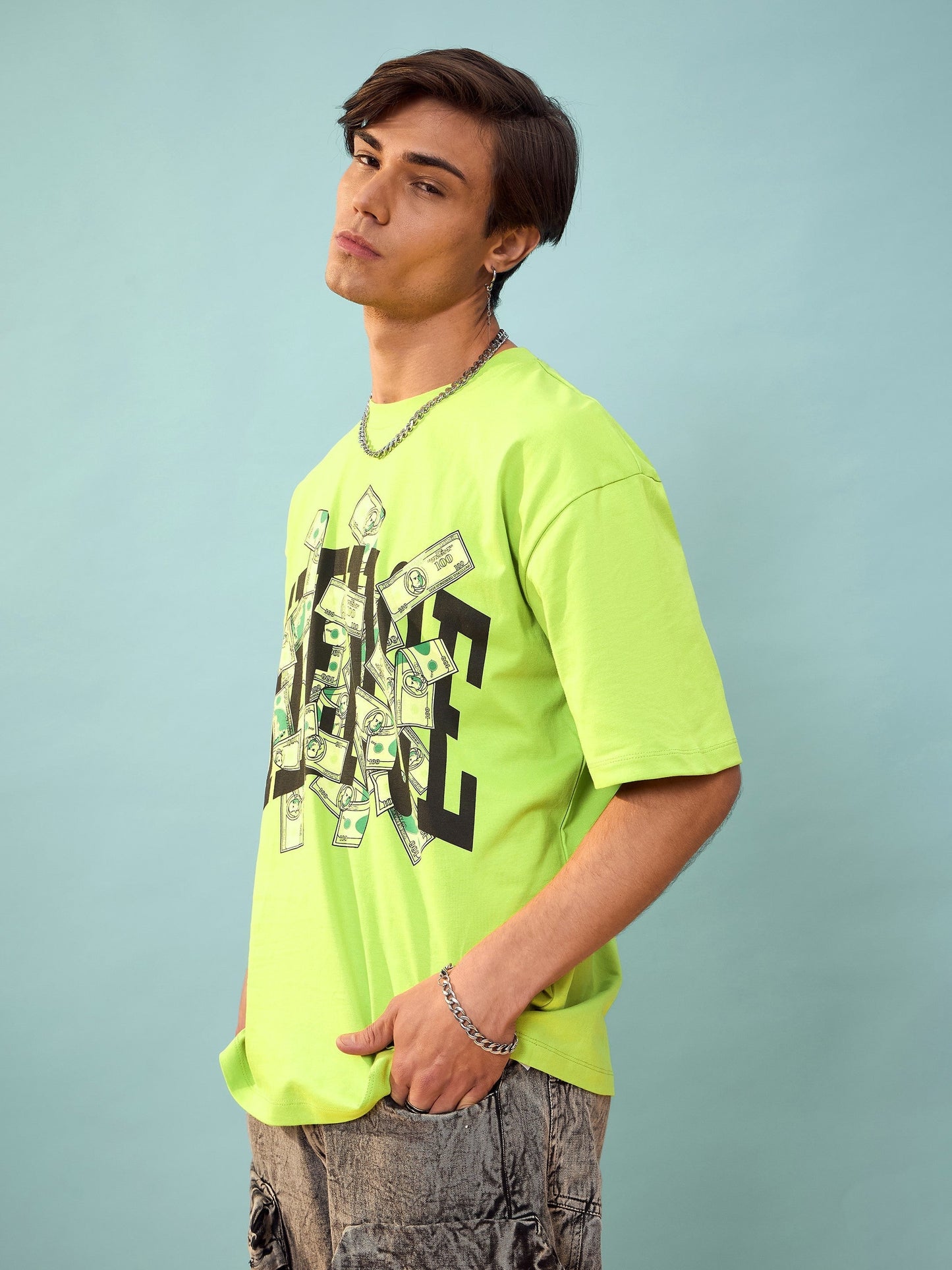 Unisex Green Silence Oversize T-Shirt