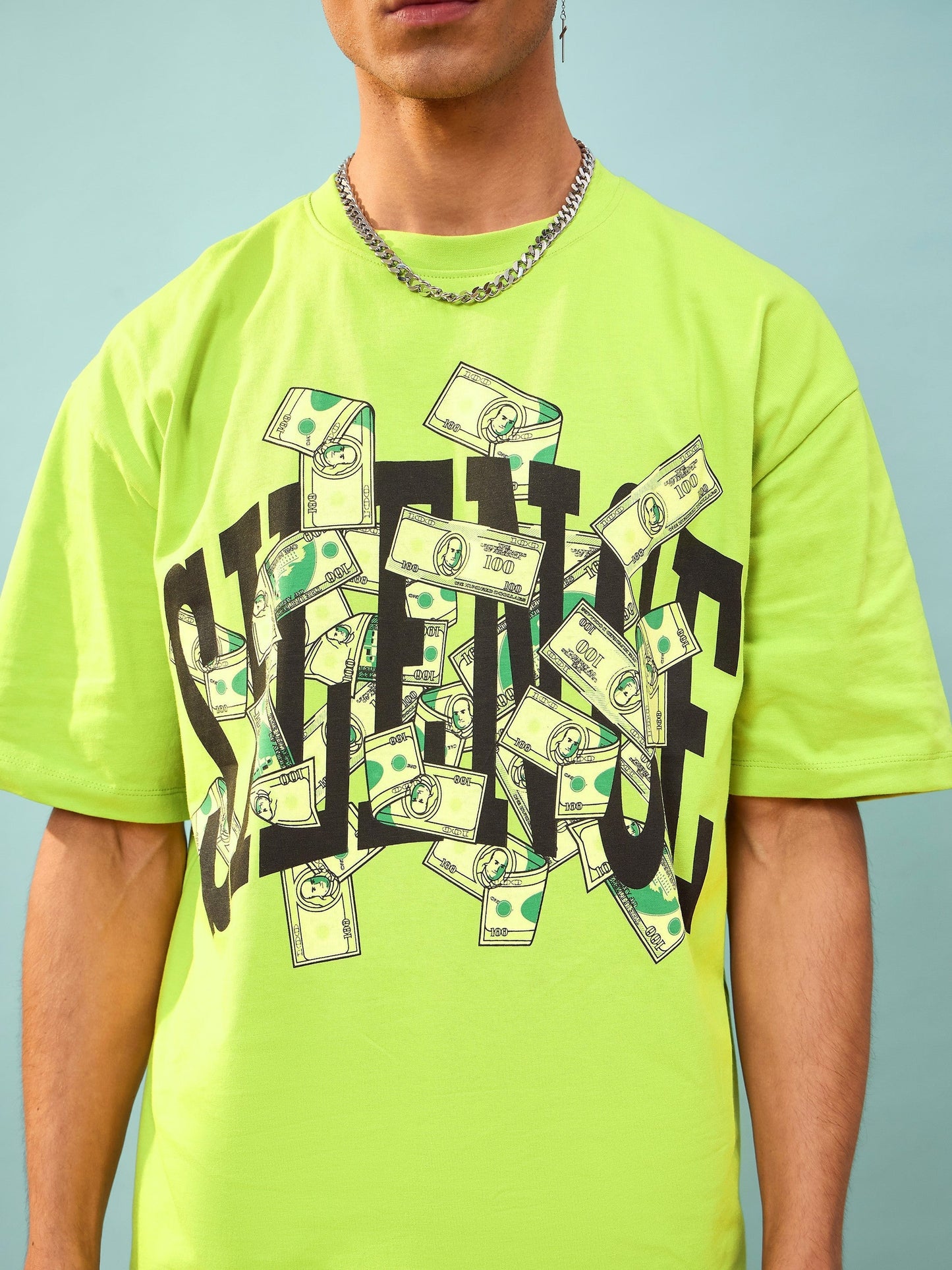 Unisex Green Silence Oversize T-Shirt