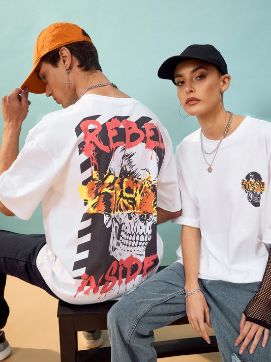 Unisex White Rebel Oversize T-Shirt