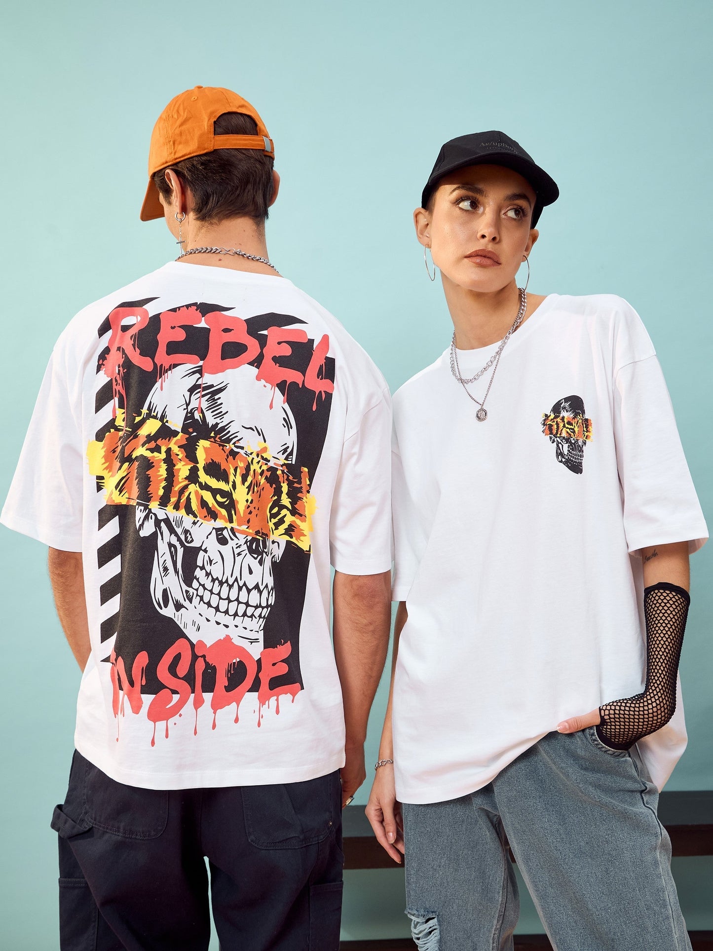 Unisex White Rebel Oversize T-Shirt
