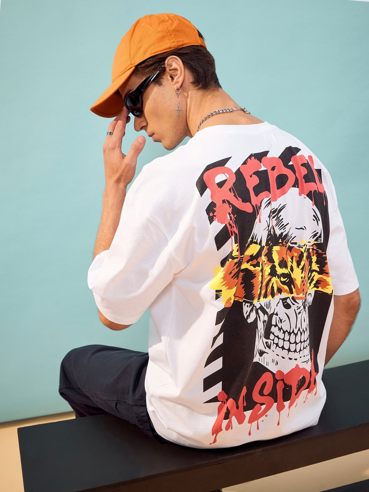 Unisex White Rebel Oversize T-Shirt