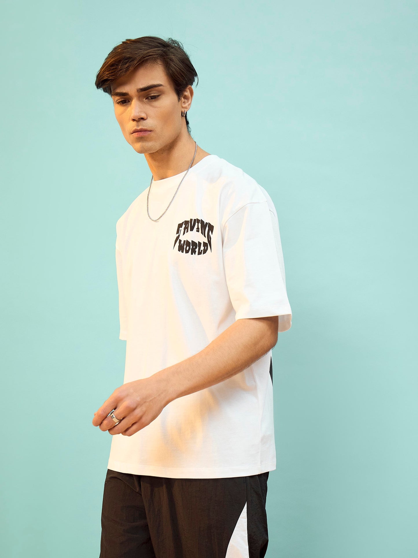 Unisex Blue Saving World Oversize T-Shirt