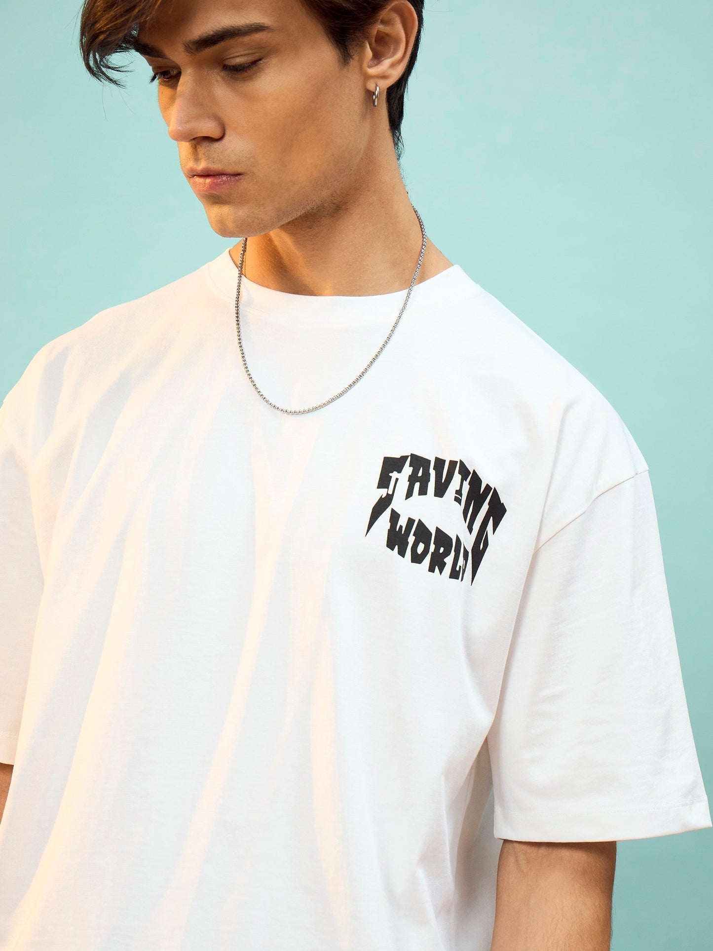 Unisex Blue Saving World Oversize T-Shirt