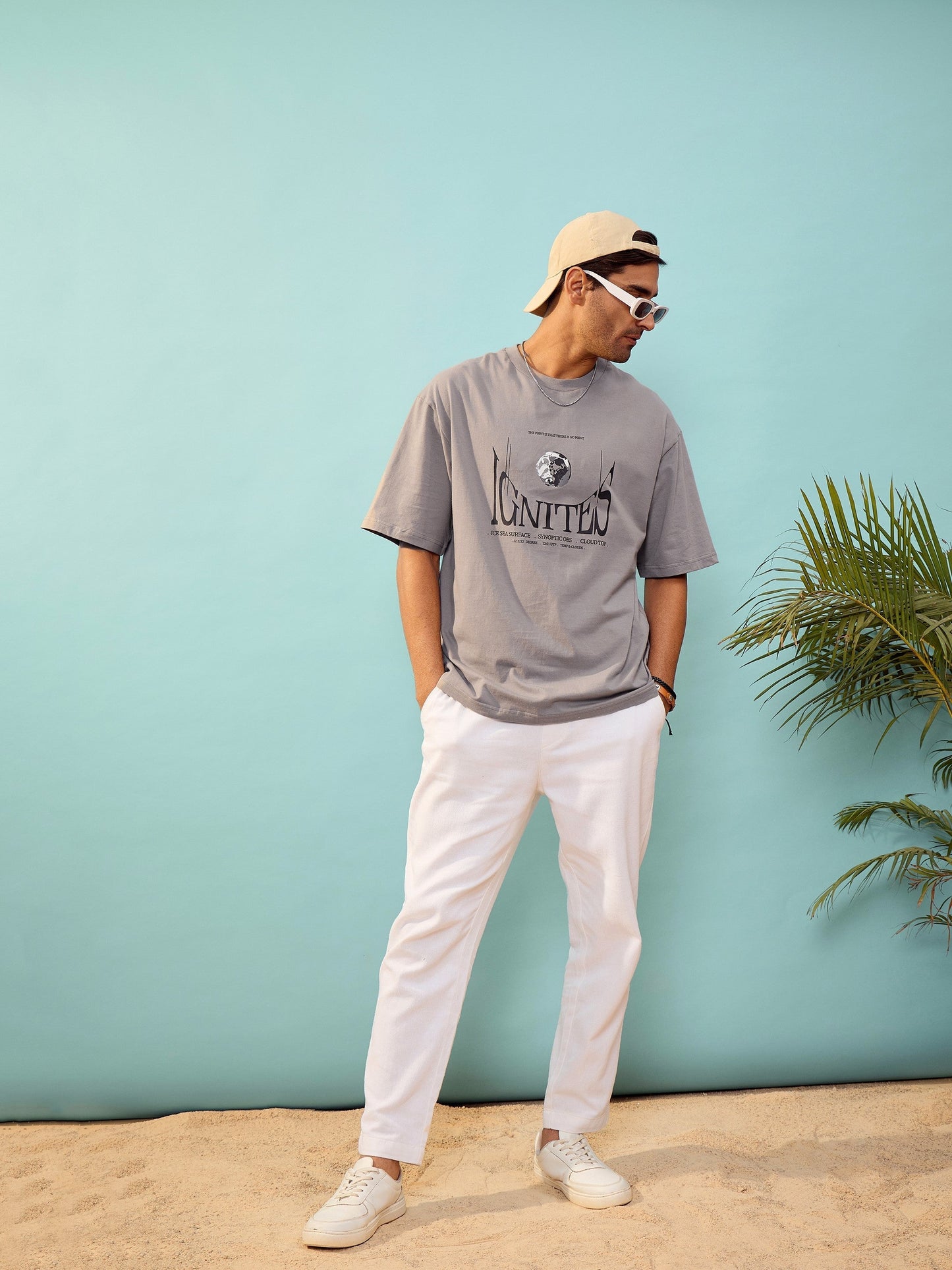 Unisex Grey Ignites Oversize T-Shirt