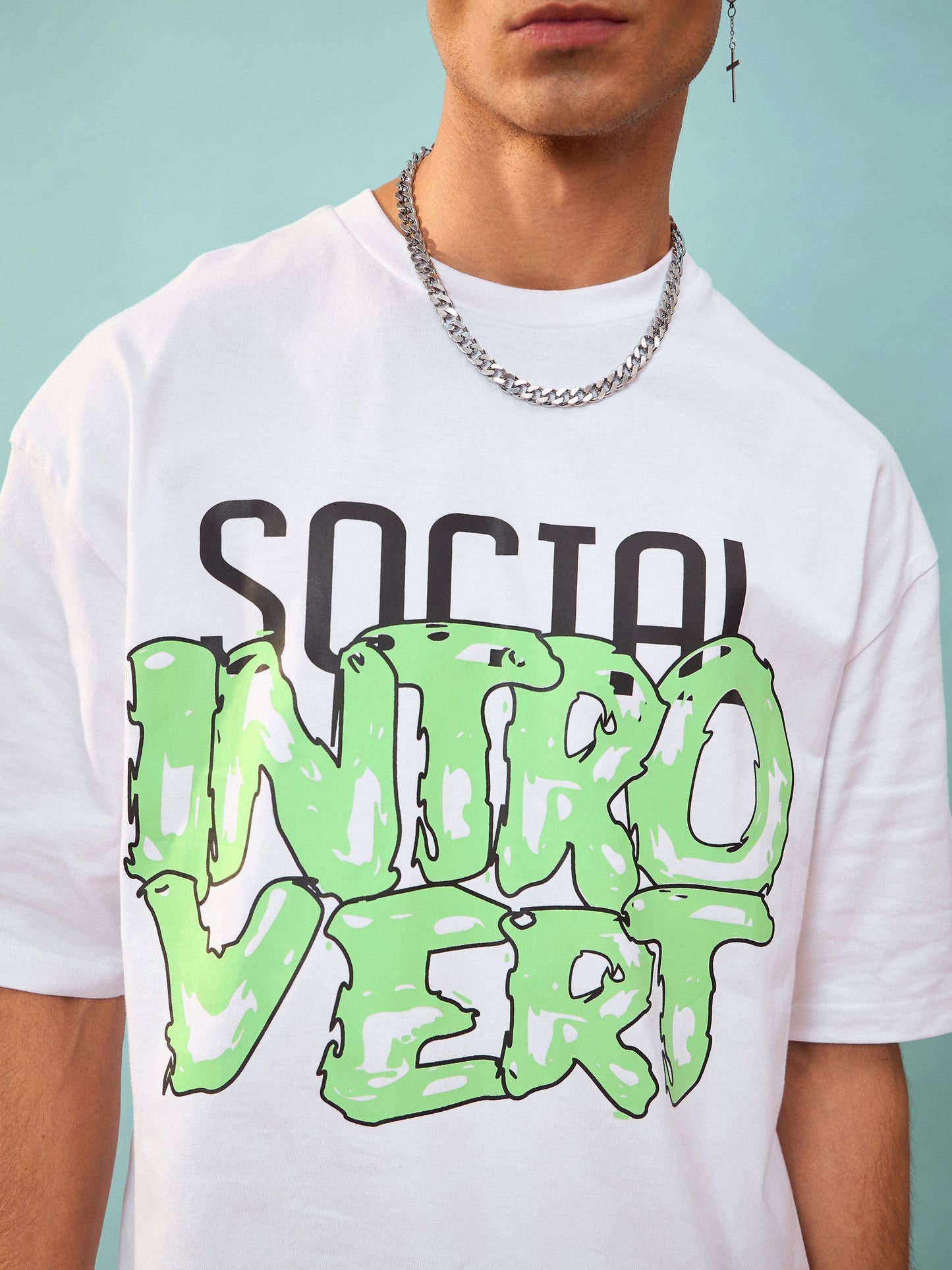 Unisex White Social Introvert Oversize T-Shirt