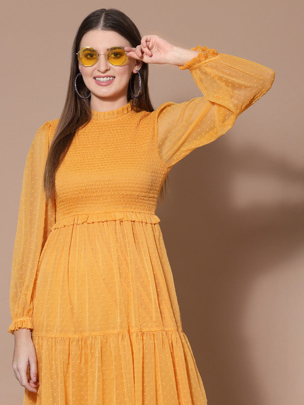 Odour Free High Neck A Line Women Dress