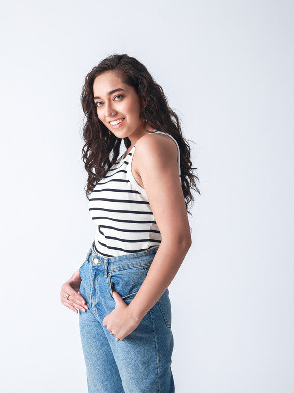 Rib Padded Stripe Vest Top