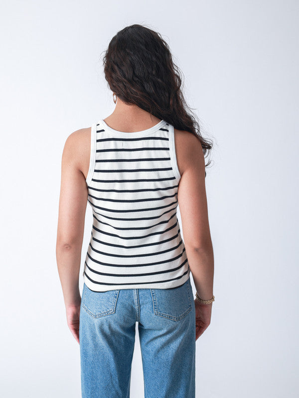 Rib Padded Stripe Vest Top