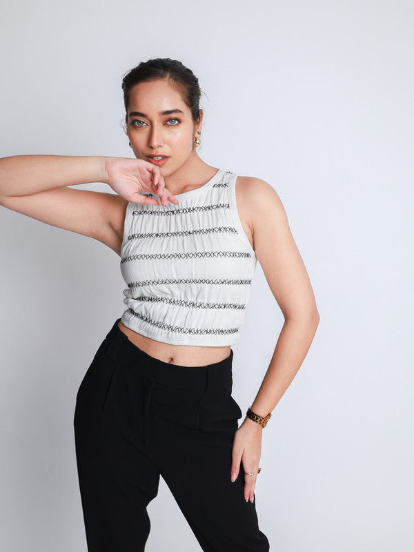 Smocked Vintage Rib Vest Crop Top