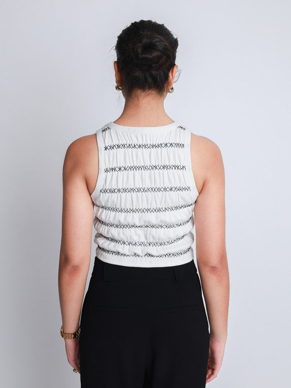 Smocked Vintage Rib Vest Crop Top