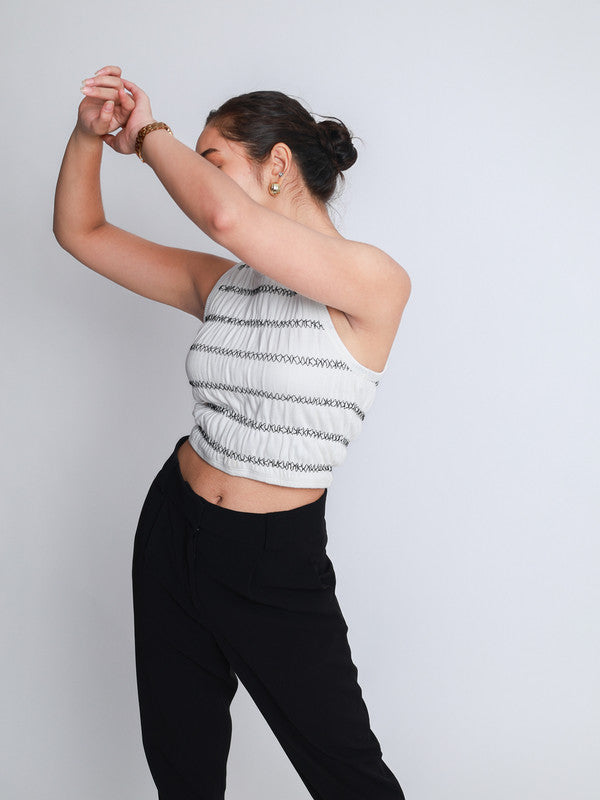 Smocked Vintage Rib Vest Crop Top