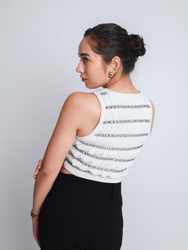 Smocked Vintage Rib Vest Crop Top