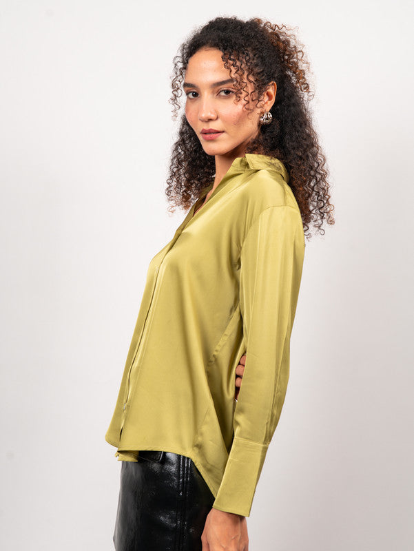 Premium Oversized Spread Collar Satin Party Shirt