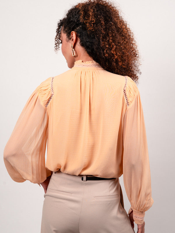 Lace inserted viscose blouse