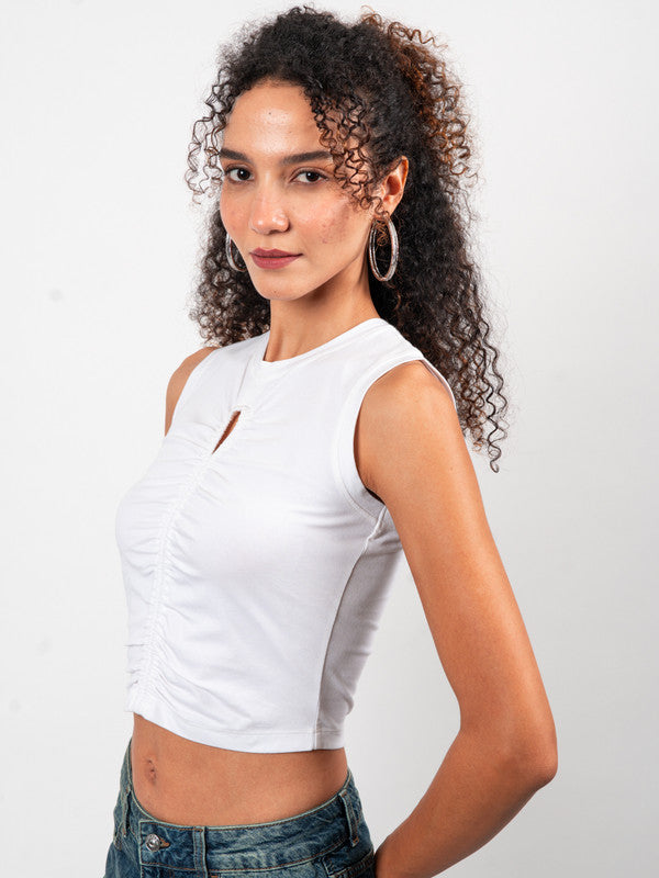 Front Ruching Cut Out Modal Top