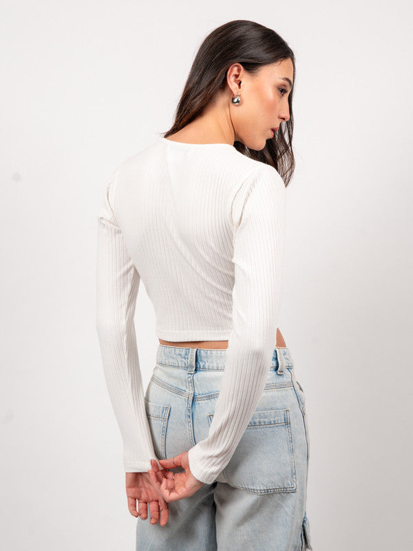 Shoulder Cut Out Fitted Top