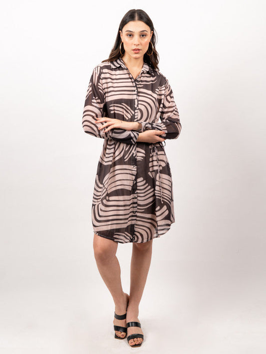 Print Shirt Maxi Dress
