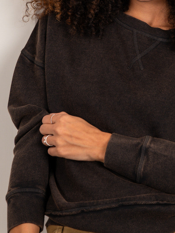 Oversized Garment Washed Sweatshirt
