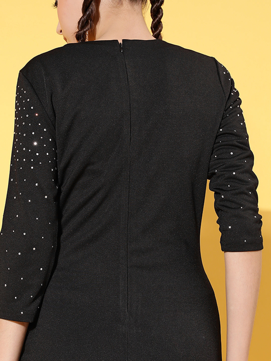 Black Studded Bodycon Dress-SASSAFRAS