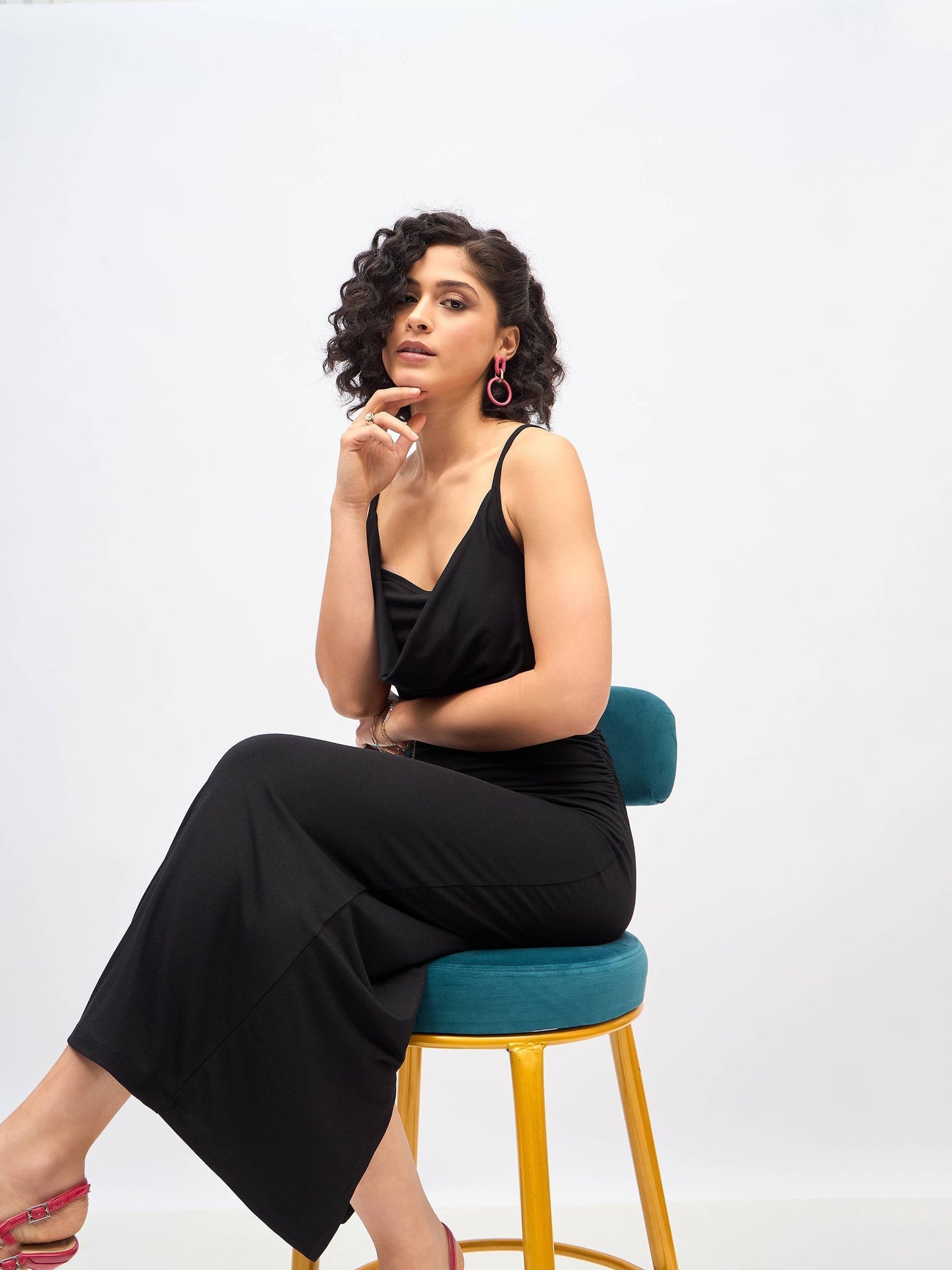 Black Cowl Neck Bodycon Maxi Dress-SASSAFRAS