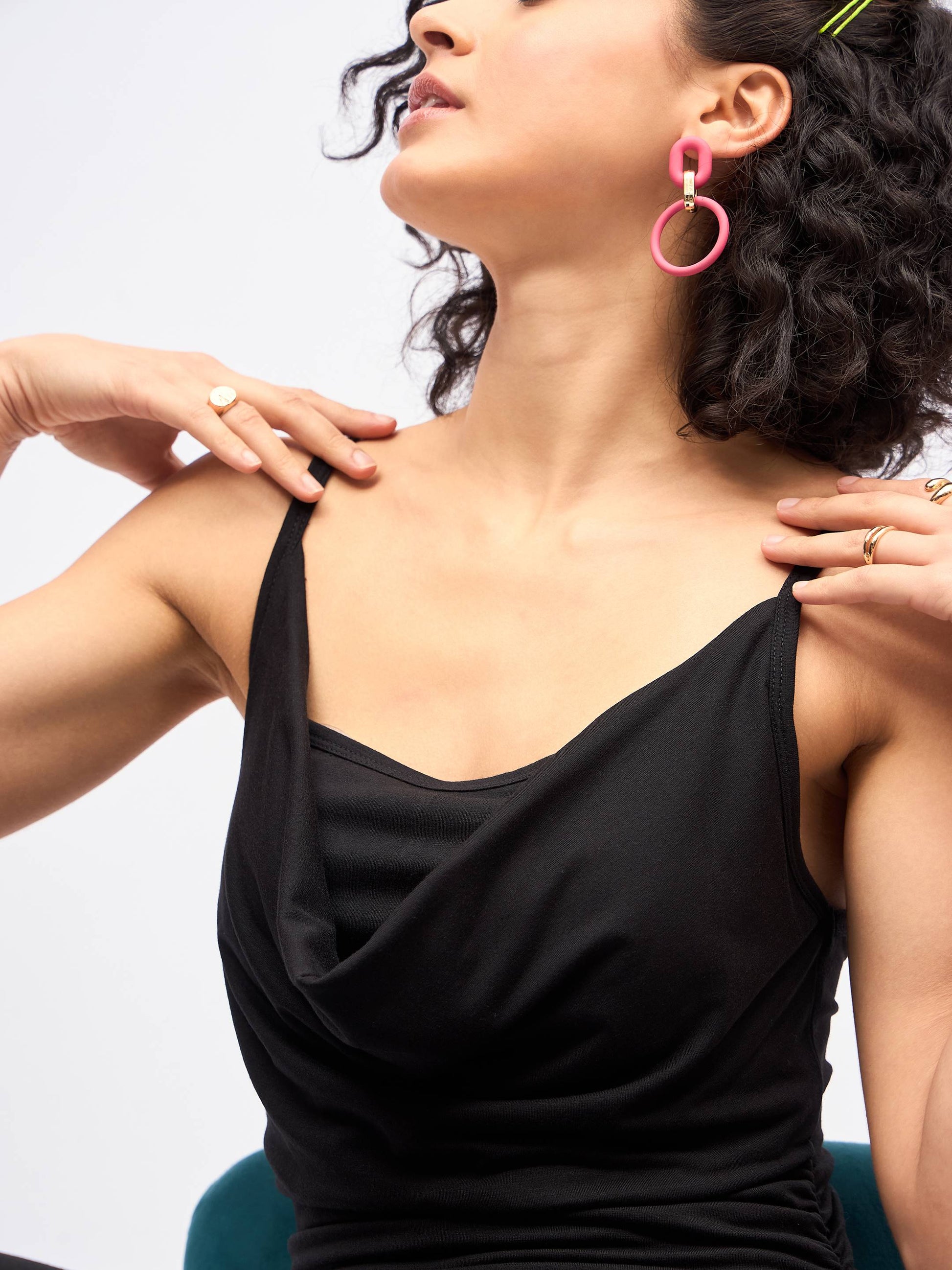 Black Cowl Neck Bodycon Maxi Dress-SASSAFRAS