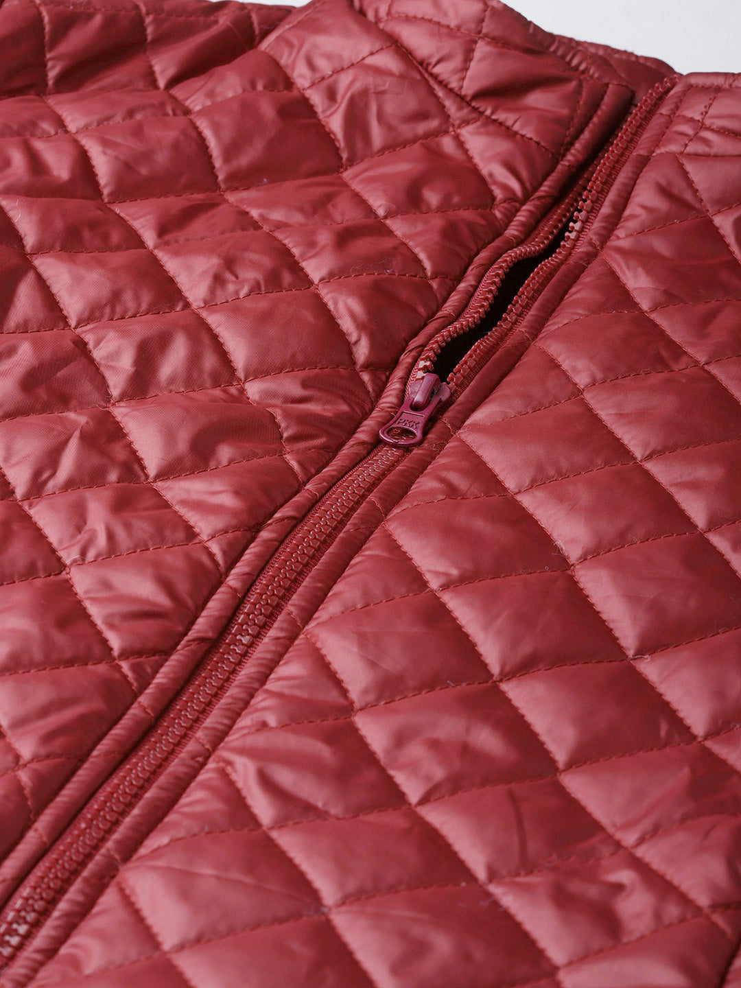 Women Burgundy Quilted Jacket