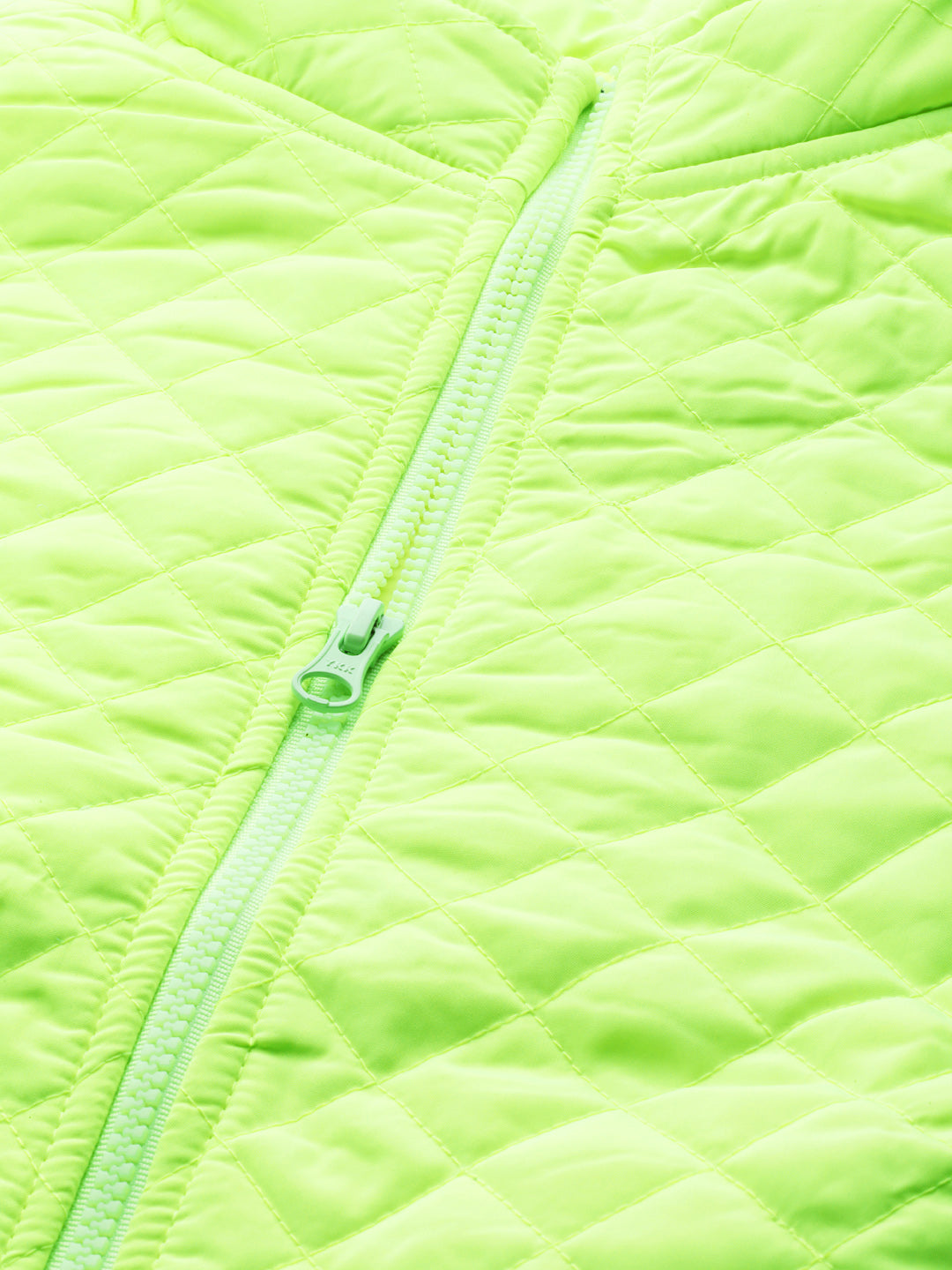 Women Neon Green Sleeveless Puffer Jacket